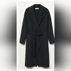Mango Handmade Wool Blend Black Wrap Coat